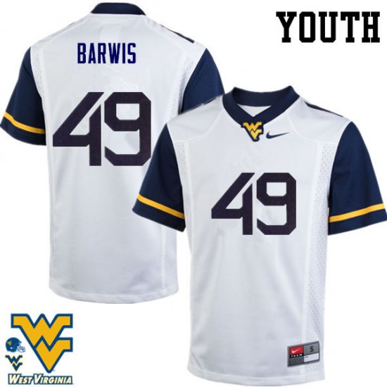 Youth West Virginia Mountaineers NCAA #49 Connor Barwis White Authentic Nike Stitched College Football Jersey XI15A33BU